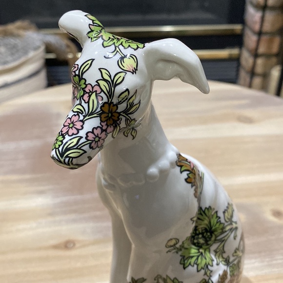 Anthropologie Floral Dog Vase - White and Pink - Picture 3 of 10